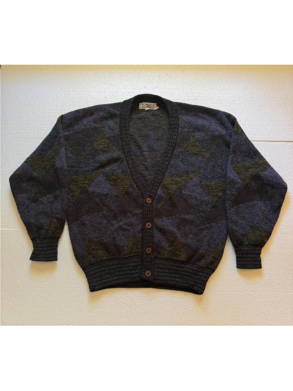 Vintage Mondo Di Marco Multi-Colored Wool Cardigan Men's Xl